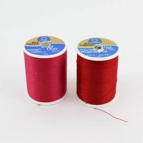 Lot of 4 Spools Coats & Clark Red Sewing Thread (3 Used, 1 New) 