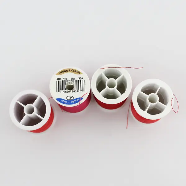 Lot of 4 Spools Coats & Clark Red Sewing Thread (3 Used, 1 New) 