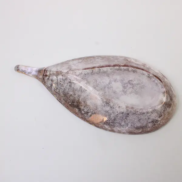 Unbranded/Unmarked Gold Iridescent Clear Glass Oval Spoon Rest 8.5" Long
