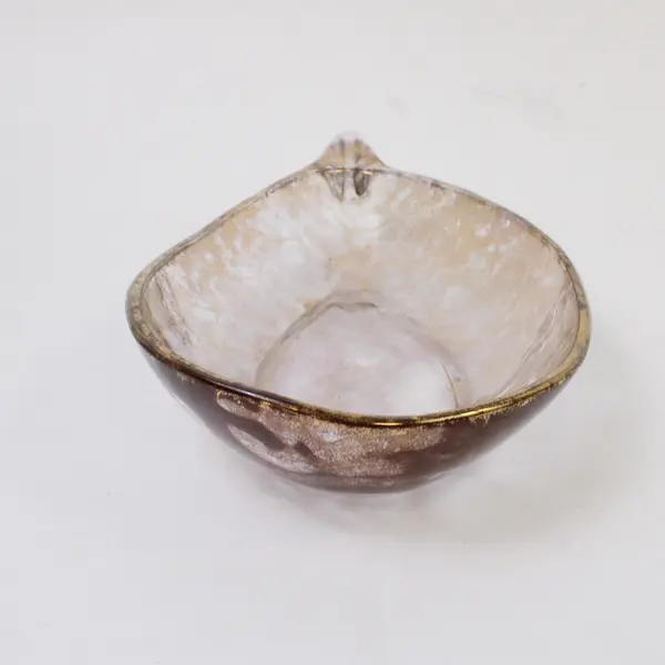 Unbranded/Unmarked Gold Iridescent Clear Glass Oval Spoon Rest 8.5" Long