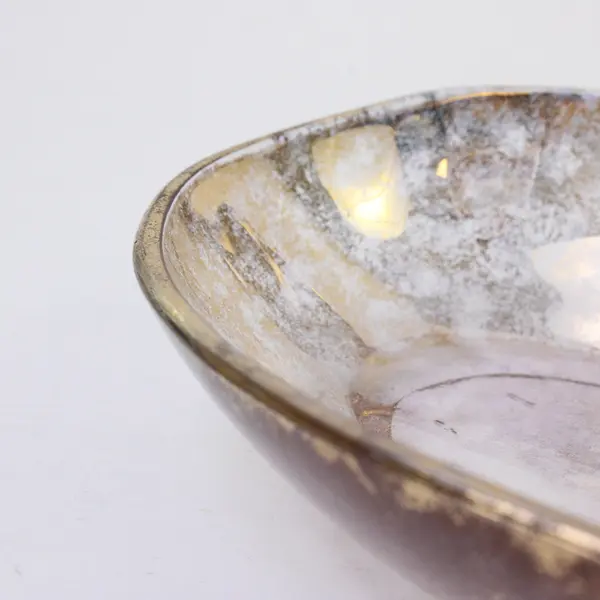 Unbranded/Unmarked Gold Iridescent Clear Glass Oval Spoon Rest 8.5" Long