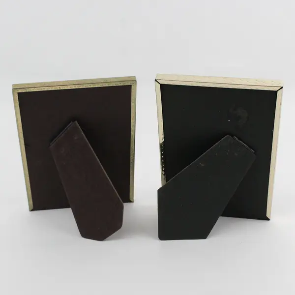 Lot of 2 Gold Tone Metal Standing Picture Photo Frames 5"x7" 