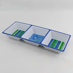 Blue & Green Themed 3-Compartment Serving Dish, #04763