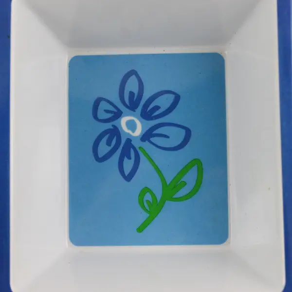 Blue & Green Themed 3-Compartment Serving Dish, #04763