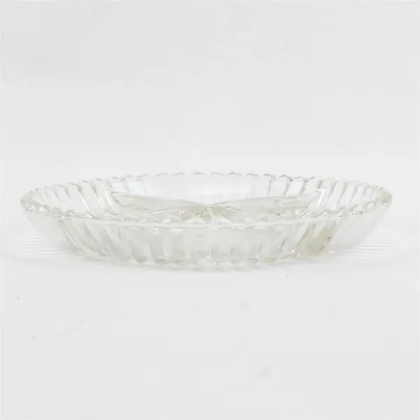 Indiana Glass 259 Fan Pattern Clear Round 4 Section Divided Relish Dish 7.5"
