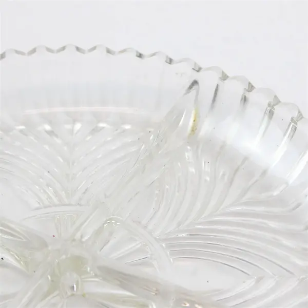 Indiana Glass 259 Fan Pattern Clear Round 4 Section Divided Relish Dish 7.5"