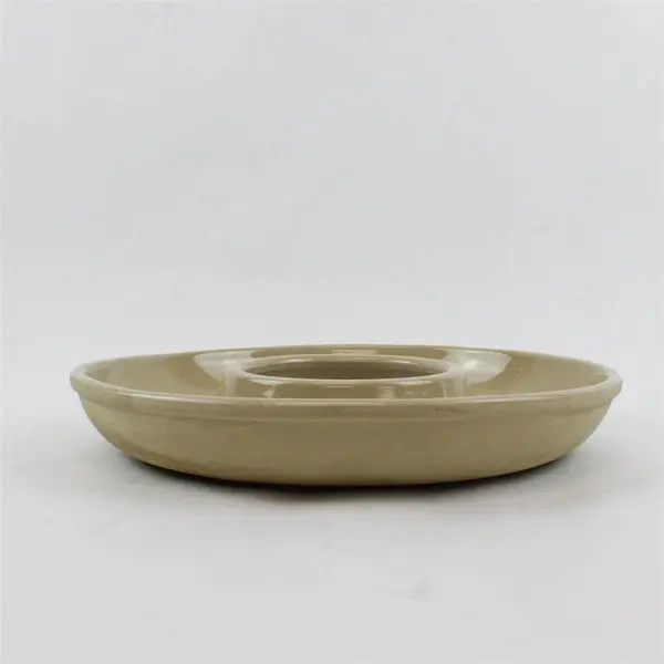 Unbranded Solid Beige Stoneware Ceramic Donut Shaped Serving Dish 11.25"
