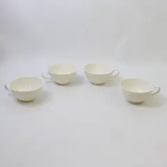 Lot Of 4 Syracuse China Brand Serene Pattern Matching White Ceramic Cups 2" Tall