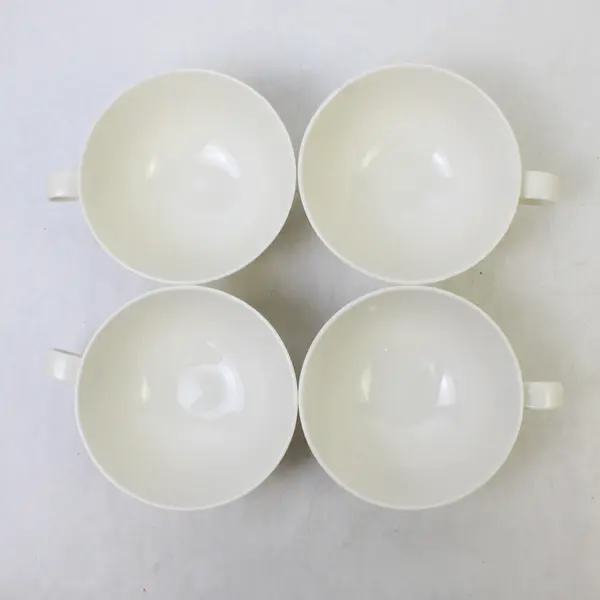 Lot Of 4 Syracuse China Brand Serene Pattern Matching White Ceramic Cups 2" Tall