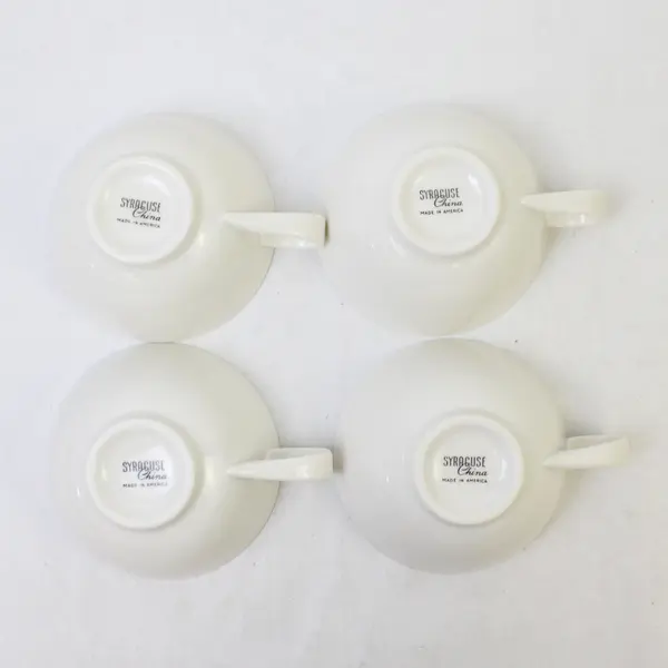 Lot Of 4 Syracuse China Brand Serene Pattern Matching White Ceramic Cups 2" Tall