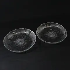 Set of 2 Arcoroc Fleur Clear Glass Coupe Bowls 8"