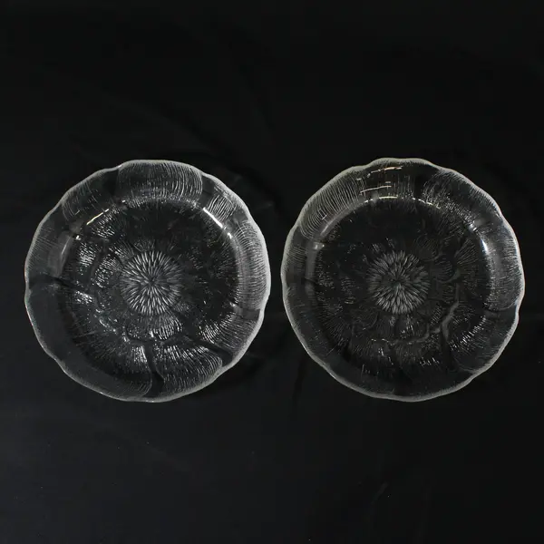 Set of 2 Arcoroc Fleur Clear Glass Coupe Bowls 8"