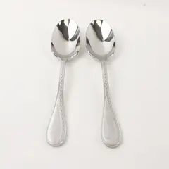 Set of 2 Unbranded Stainless Tablespoons 8.25in Used Flatware