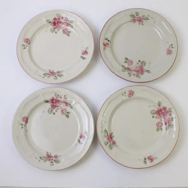 Lot Of 4 Gibson Designs Roseland Pattern Floral Ceramic Salad Plates 7.75"