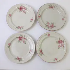 Lot Of 4 Gibson Designs Roseland Pattern Floral Ceramic Salad Plates 7.75"