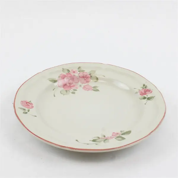 Lot Of 5 Gibson Designs Roseland Pattern Floral Ceramic Salad Plates 7.75" Dia