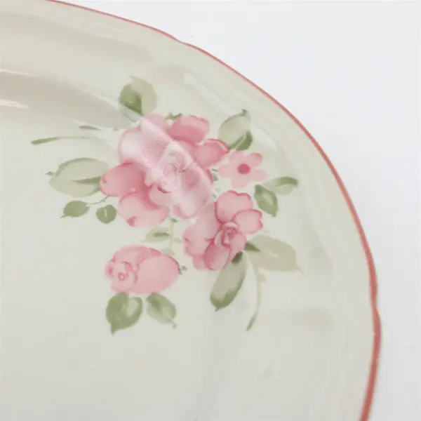 Lot Of 5 Gibson Designs Roseland Pattern Floral Ceramic Salad Plates 7.75" Dia