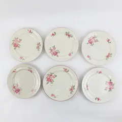 Lot Of 6 Gibson Designs Roseland Pattern Floral Ceramic Salad Plates 7.75"