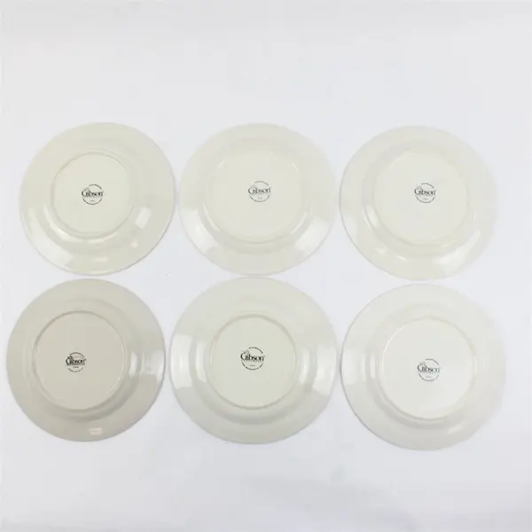 Lot Of 6 Gibson Designs Roseland Pattern Floral Ceramic Salad Plates 7.75"