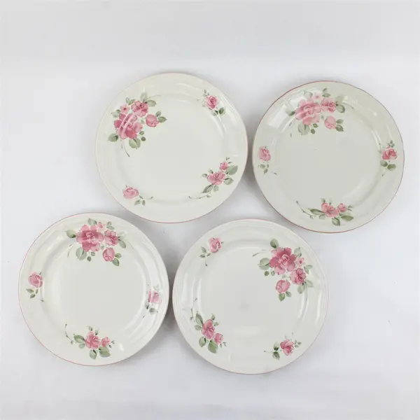 Lot Of 4 Gibson Designs Roseland Pattern Floral Ceramic Dinner Plates 10.75"