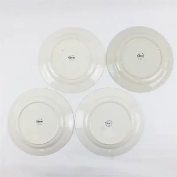 Lot Of 4 Gibson Designs Roseland Pattern Floral Ceramic Dinner Plates 10.75"