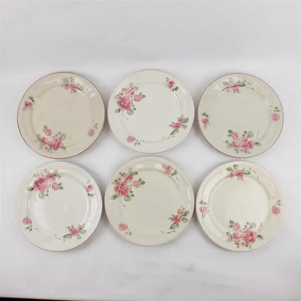 Lot Of 6 Gibson Designs Roseland Pattern Floral Ceramic Dinner Plates 10.75"