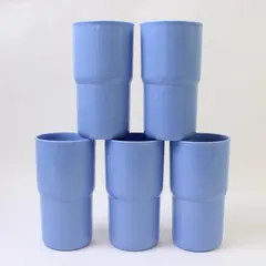 Set of 5 Light Blue Tupperware 12oz Plastic Drink Cups Dishwasher Safe