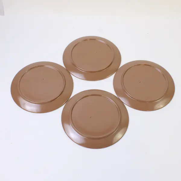 Set of 4 Light Brown Melamine Plates 6" Diameter - Durable Dinnerware