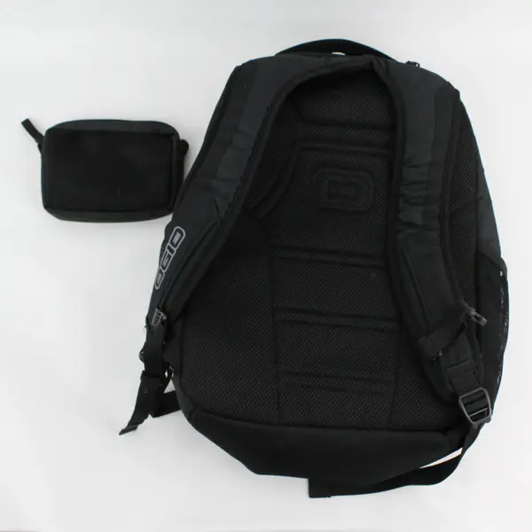Embroidered Nvoicepay Black Backpack and Pouch Set