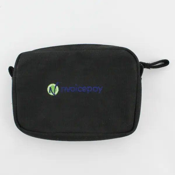 Embroidered Nvoicepay Black Backpack and Pouch Set