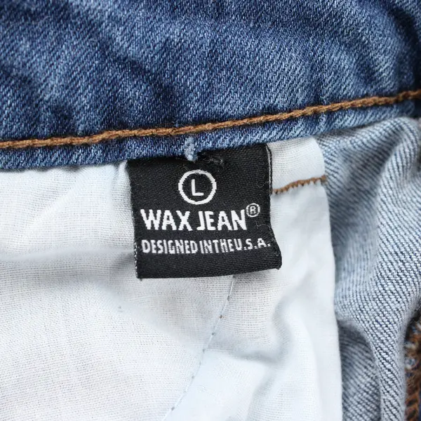 WAX Jean LA Women's/Juniors Size L Medium Wash Distressed Stretch Denim Skirt