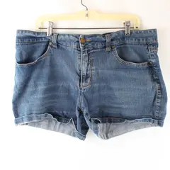 Faded Glory Womens Size 18 Dark Wash Denim Stretch Cuffed Jean Shorts