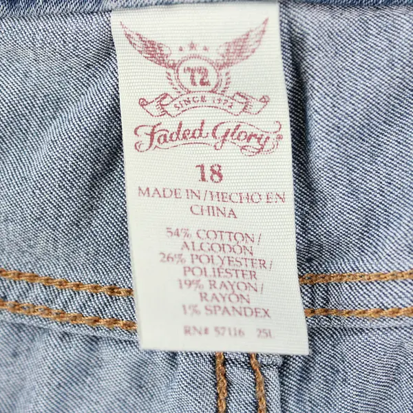 Faded Glory Womens Size 18 Dark Wash Denim Stretch Cuffed Jean Shorts