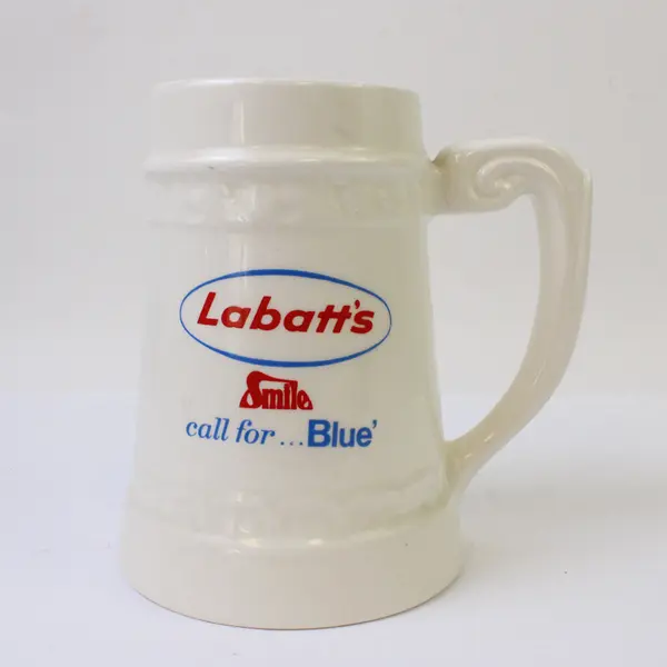 Vintage 1950s Labatt's Blue Rare Ceramic Mug Stein "Smile Call For Blue"
