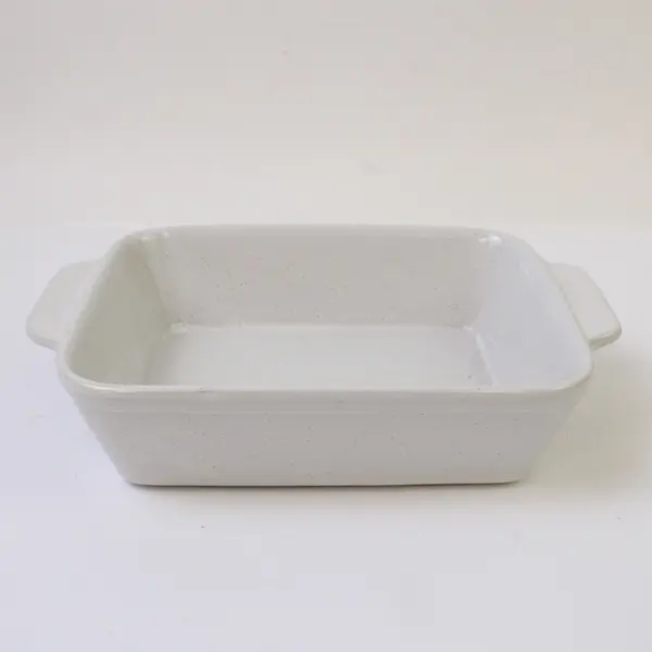 White Ceramic Rectangular Mini Baking Dish w/ Handles 8x5.5 Oven-Safe