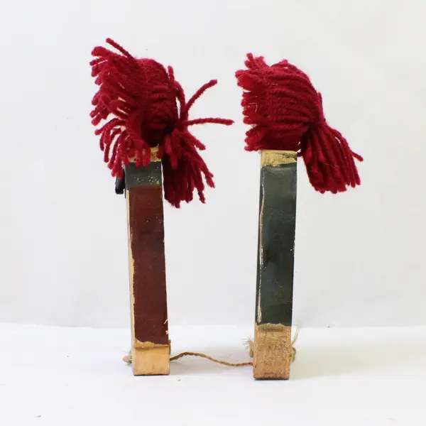 Handmade Wooden Raggedy Ann & Andy Pair of Dolls Movable Legs Twine Rustic