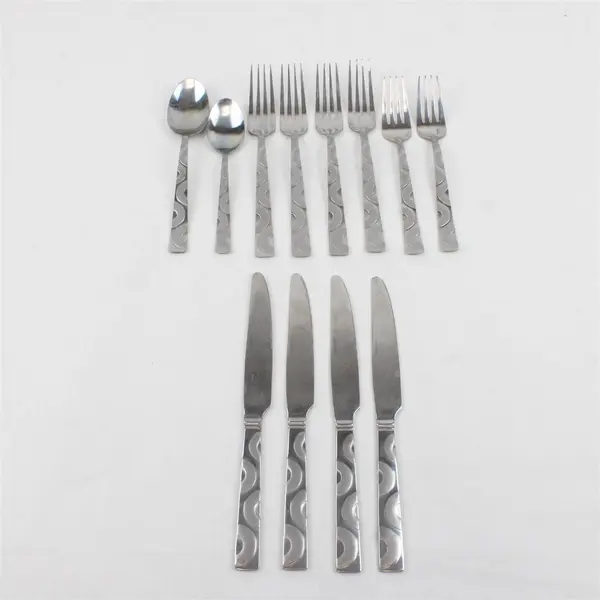 Mixed Lot of 12 18/0 Stainless Flatware in Pattern Wheels Frost by Pfaltzgraff