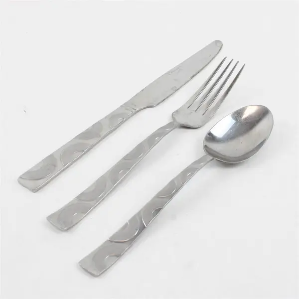 Mixed Lot of 12 18/0 Stainless Flatware in Pattern Wheels Frost by Pfaltzgraff