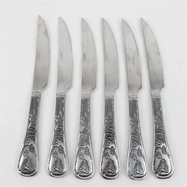 Lot of 6 Deer II (Satin) Steak Knives by Cambridge Stainless China