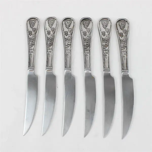 Lot of 6 Deer II (Satin) Steak Knives by Cambridge Stainless China