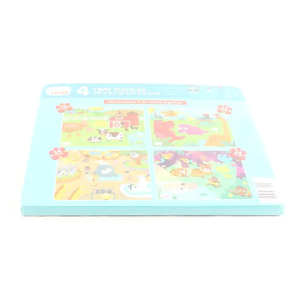 Chuckle & Roar Kids' Jigsaw Puzzles: Farm, Zoo, Jungle & Dinos 4-Pack New