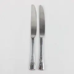 Two Oneida Serif (Stainless) Dinner Knives Used Flatware Pieces