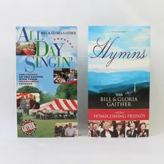 Lot of 2 Bill & Gloria Gaither VHS Tapes - Hymns / All Day Singin' Gospel