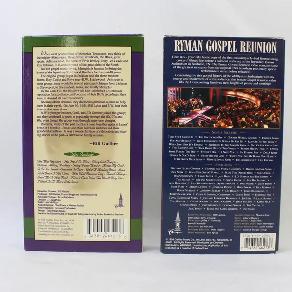 Lot of 2 VHS Bill & Gloria Gaither Ryman Gospel Reunion + Blackwood Bros