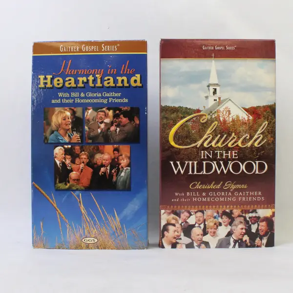 Lot of 2 Bill & Gloria Gaither VHS - Harmony in the Heartland; Cherished Hymns