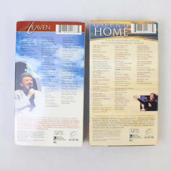 Lot of 2 VHS Bill & Gloria Gaither - Going Home & Heaven (Christian Gospel)