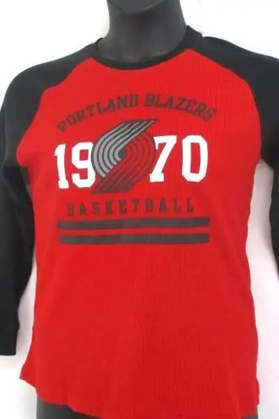NBA Portland Trailblazers 1970 Youth L (14-16) Red Black Waffle Knit Shirt