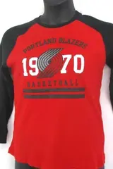 NBA Portland Trailblazers 1970 Youth L (14-16) Red Black Waffle Knit Shirt