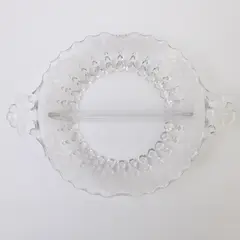 New Martinsville Glass Radiance Relish Dish 8.25" Etched with Meadow Wreath