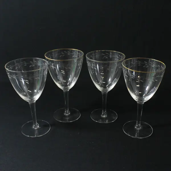 Set of 4 MCM Gorham Adriana Gold Water Goblets 6.5"